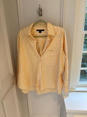 French Connection Yellow and White Striped Shirt